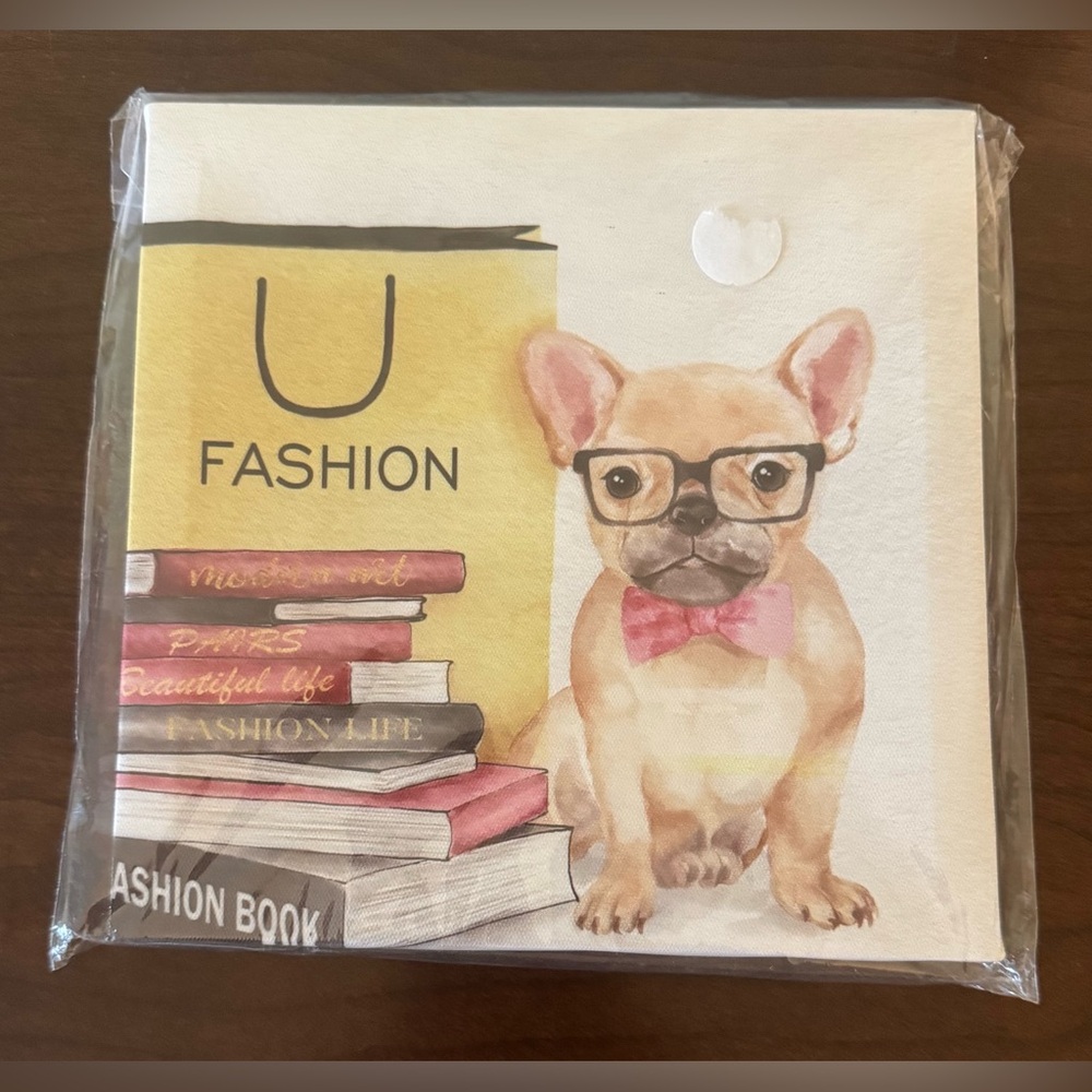 Adorable French Bulldog Puppy Canvas Wall Art 7.25”x7.25”